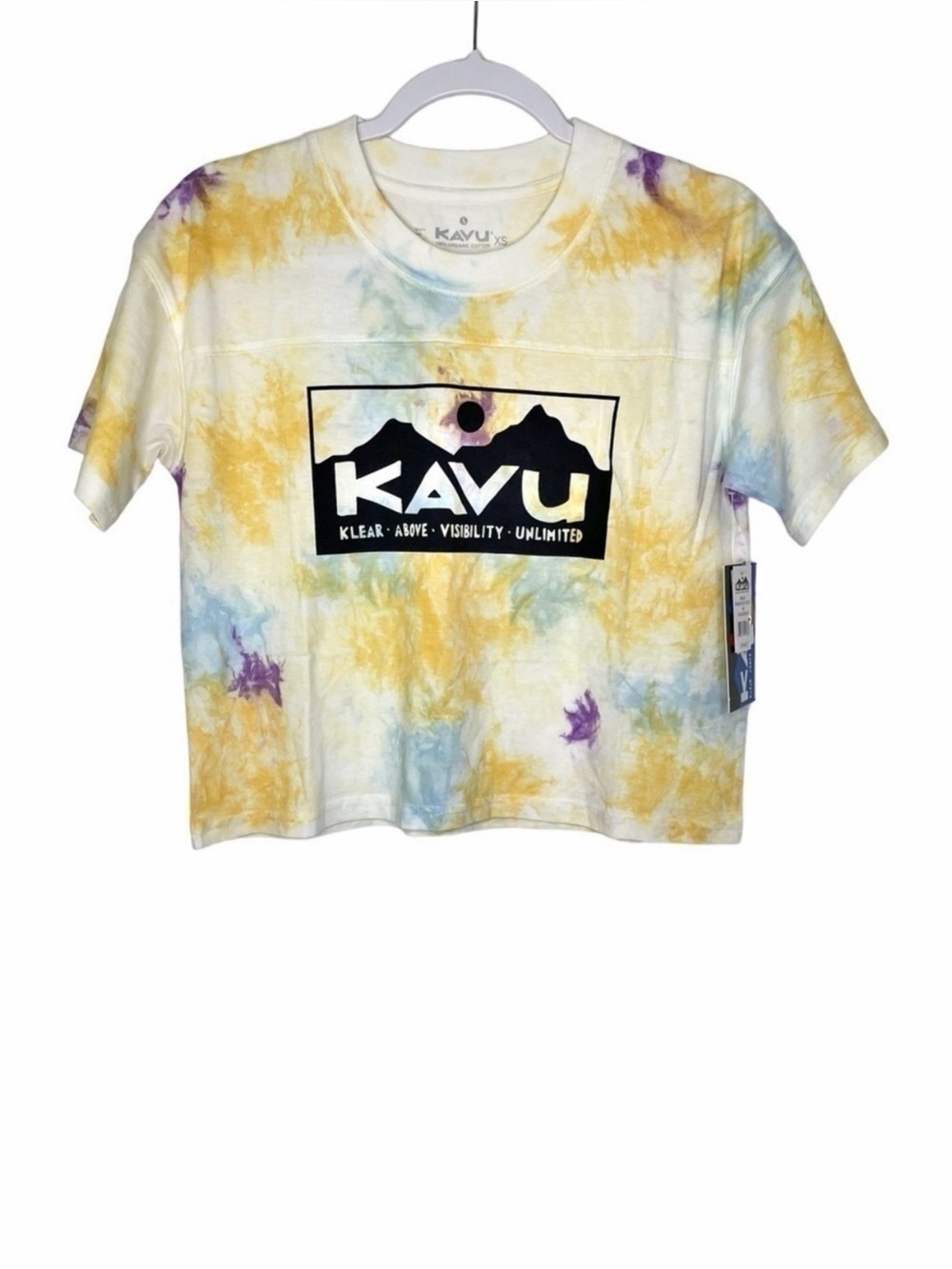 KAVU Malin Shaved Ice Tie Dye Crop Tee T-Shirt Organic Cotton NWT